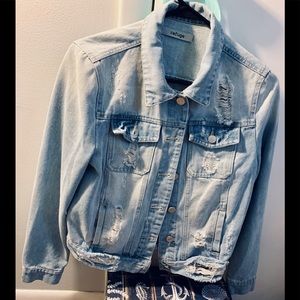 A Refuge Distressed Jean jacket- size small